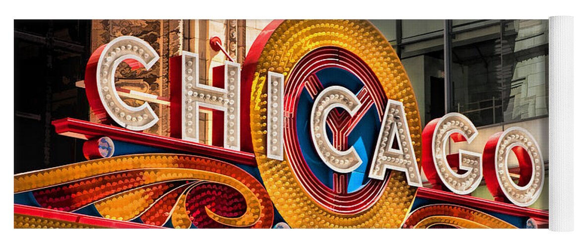 Chicago Yoga Mat featuring the painting Chicago Theatre Marquee by Christopher Arndt