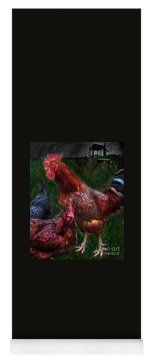 Chickens Yoga Mat featuring the digital art Chickens by Lisa Redfern