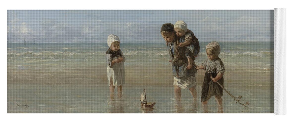 Israels Yoga Mat featuring the painting Children of the Sea by Jozef Israels