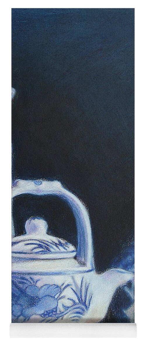 Jan Lawnikanis Yoga Mat featuring the painting China Blue by Jan Lawnikanis