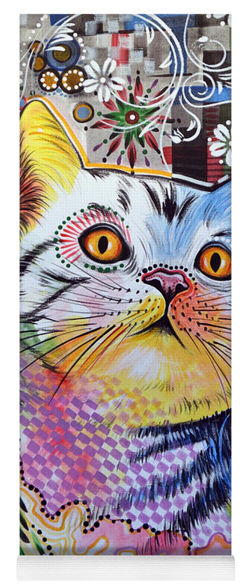 Cat Yoga Mat featuring the painting Chloe ... Abstract Cat Art by Amy Giacomelli