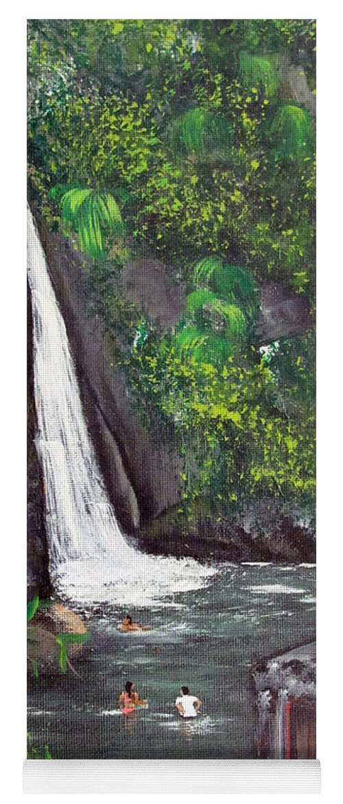Waterfall Yoga Mat featuring the painting Chorro De Dona Juana by Gloria E Barreto-Rodriguez