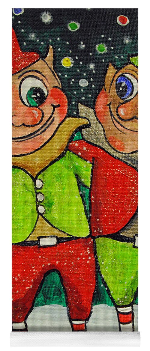 Christmas Yoga Mat featuring the painting Christmas Elves by Patricia Arroyo