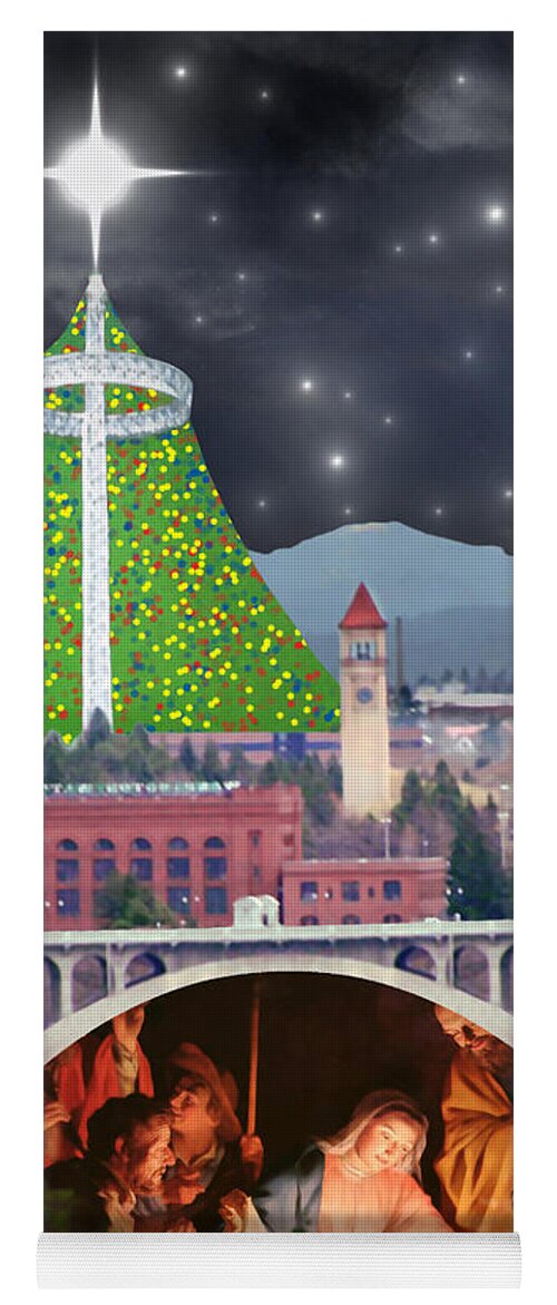 Christmas Yoga Mat featuring the digital art Christmas In Spokane by Mark Armstrong