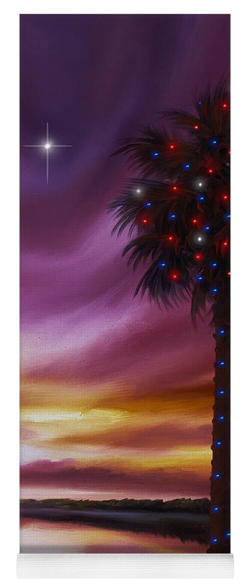 James Christopher Hill Yoga Mat featuring the painting Christmas Palmetto Tree by James Hill
