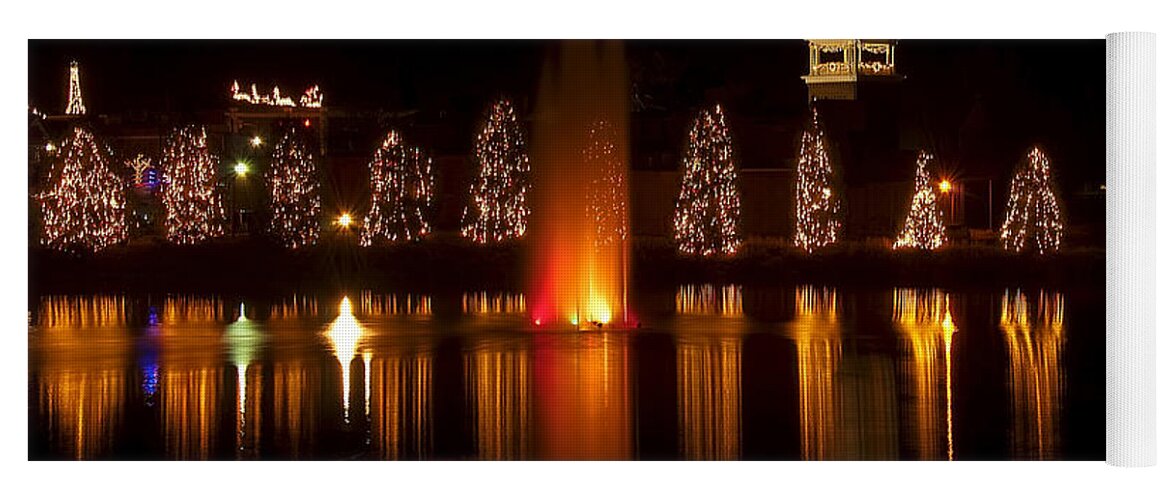 Christmas Trees Yoga Mat featuring the digital art Christmas Reflection - Christmas Card by Flees Photos