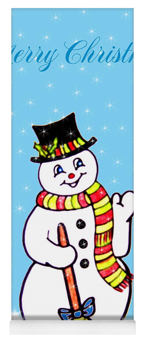 Christmas Snowman Yoga Mat featuring the digital art Christmas Snowman by Susan Turner Soulis