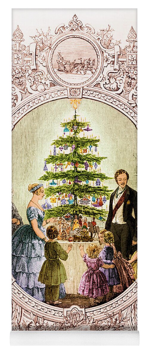 Holiday Yoga Mat featuring the photograph Christmas Tree At Windsor Castle 1848 by Photo Researchers