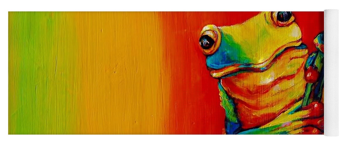 Frog Yoga Mat featuring the painting Chroma Frog by Jean Cormier