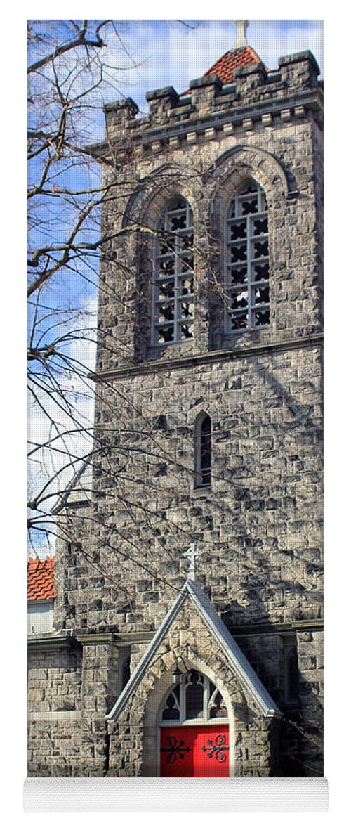 Churches Yoga Mat featuring the photograph Church with Red Door by Jennifer Robin