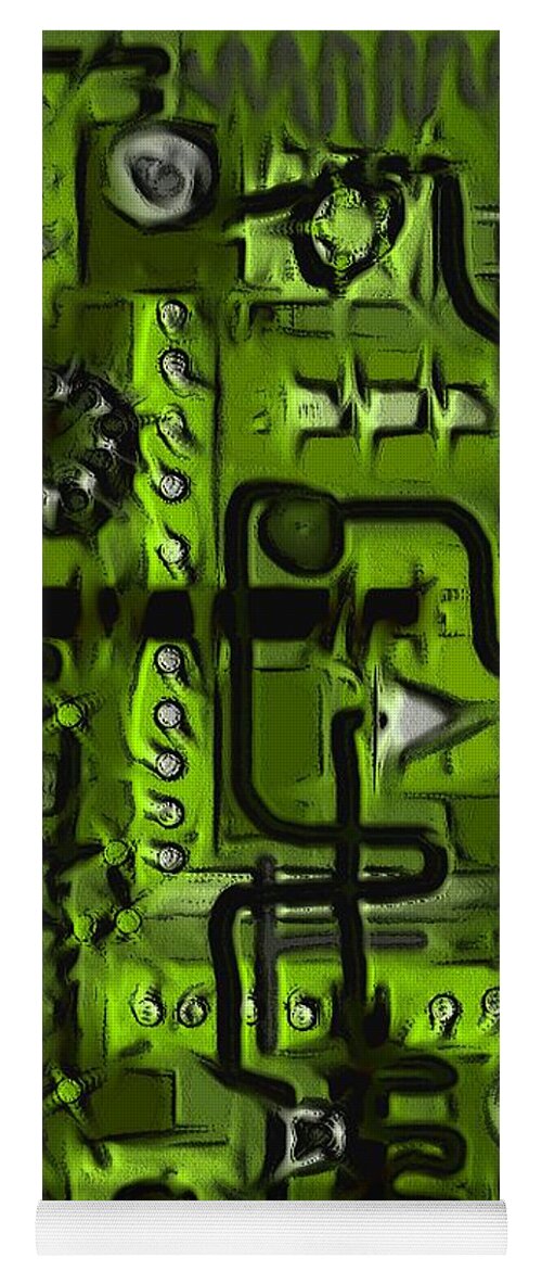 Circuit Board Yoga Mat featuring the digital art Circuit Board Abstract in Green by Barbara St Jean