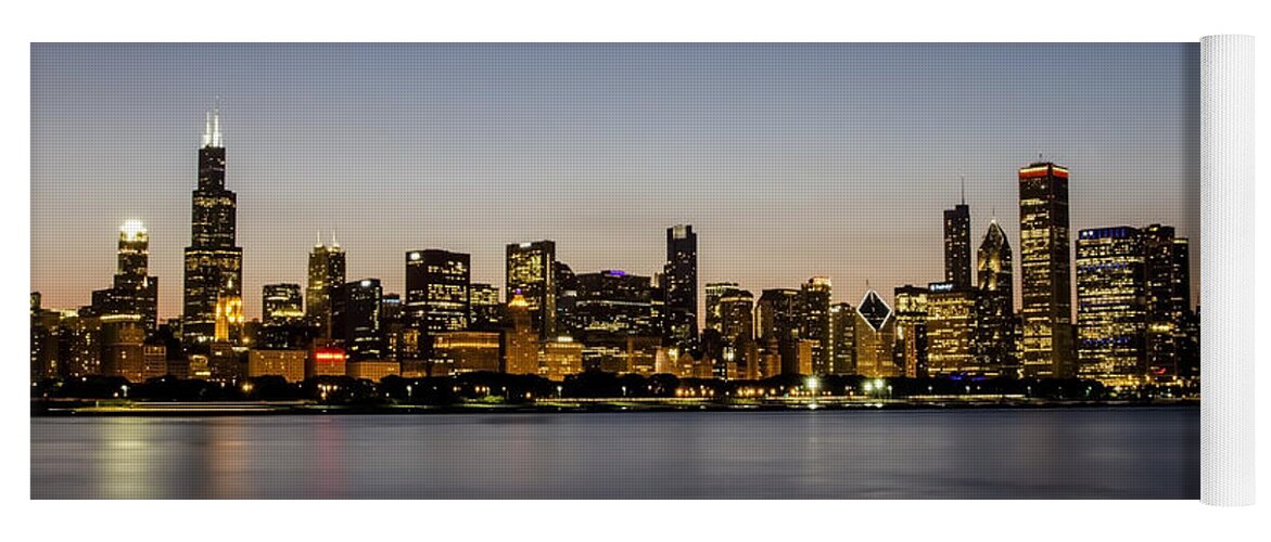 Chicago Skyline Yoga Mat featuring the photograph Classic Chicago skyline at dusk by Sven Brogren