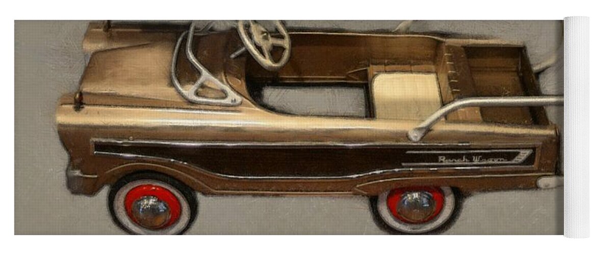 Steering Wheel Yoga Mat featuring the photograph Classic Ranch Wagon Pedal Car by Michelle Calkins
