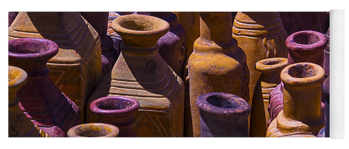 Clay Yoga Mat featuring the photograph Clay Vases by Garry Gay
