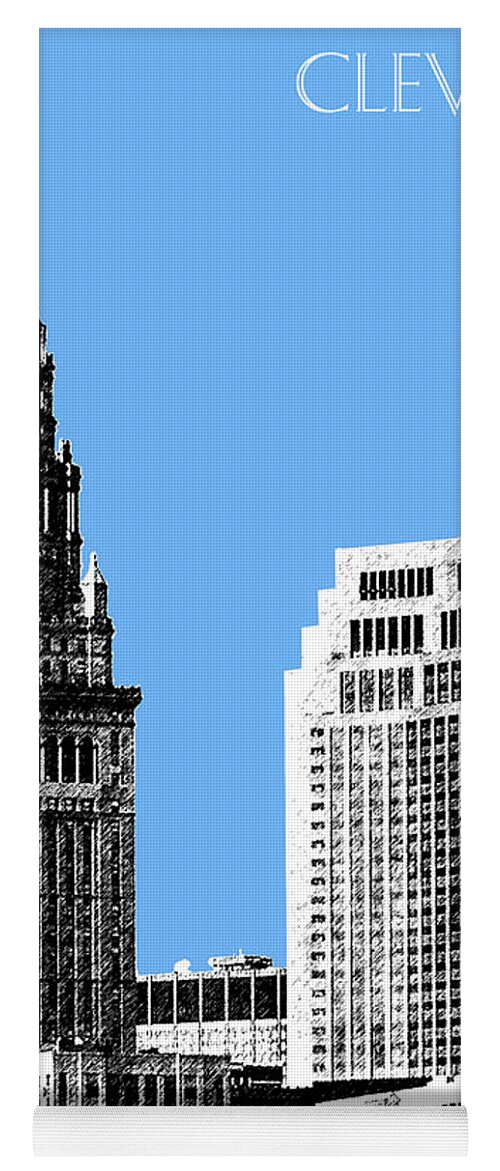 Architecture Yoga Mat featuring the digital art Cleveland Skyline 1 - Light Blue by DB Artist