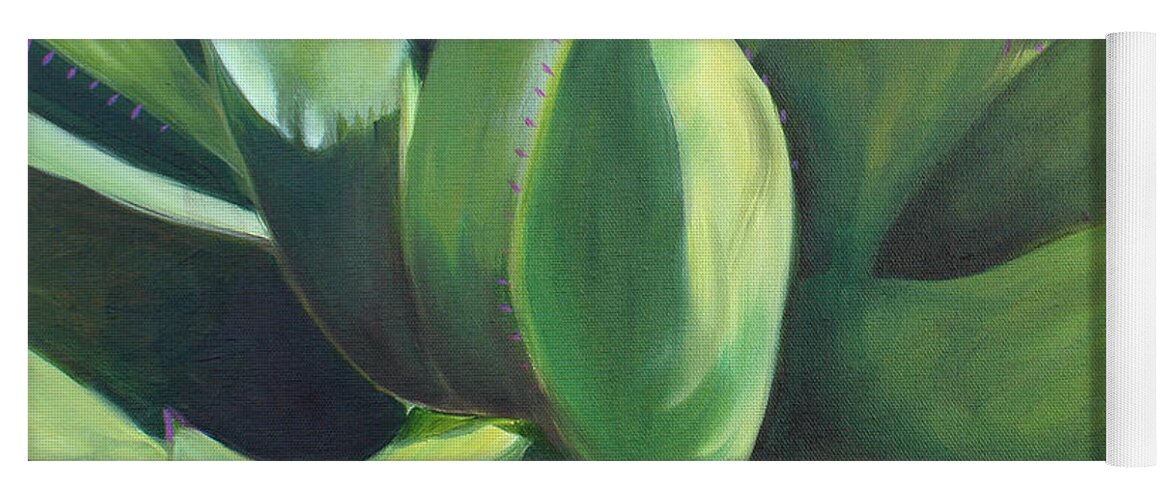 Cactus Yoga Mat featuring the painting Close Cactus II - Agave by Debbie Hart