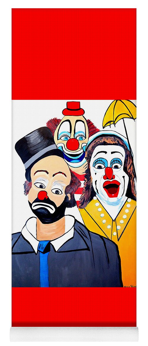 Clowns In Shock Abstract Pop-art Modern Crazy Hats Yoga Mat featuring the painting Clowns in shock by Nora Shepley
