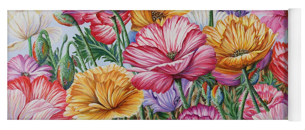 Poppies Yoga Mat featuring the painting Coastal Poppies by Jane Girardot