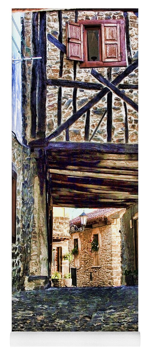Potes Yoga Mat featuring the photograph Cobble Streets of Potes Spain By Diana Sainz by Diana Raquel Sainz