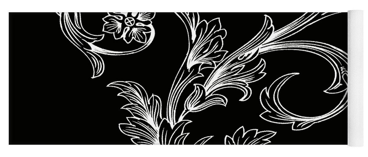 Flowers Yoga Mat featuring the digital art Coffee Flowers 3 BW by Angelina Tamez