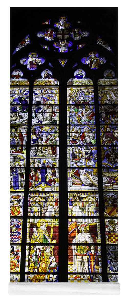 Cologne Cathedral Yoga Mat featuring the photograph Cologne Cathedral Stained Glass Window of St Peter and Tree of Jesse by Teresa Mucha