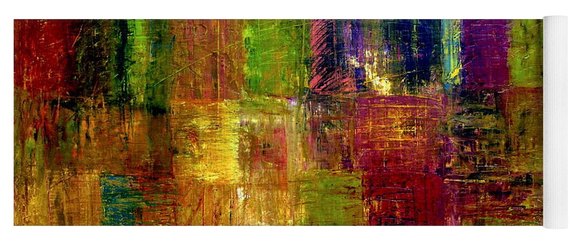 Abstract Yoga Mat featuring the painting Color Panel Abstract by Michelle Calkins