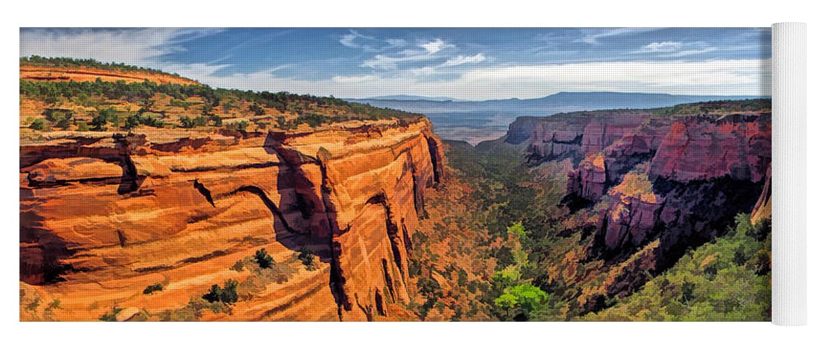 Colorado National Monument Yoga Mat featuring the painting Colorado National Monument Red Canyon Panorama by Christopher Arndt