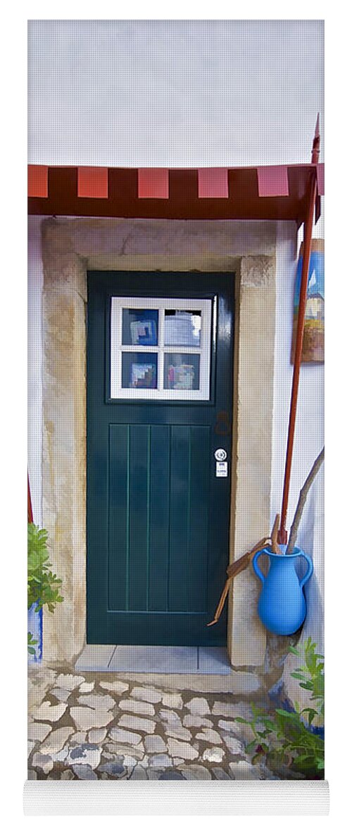 Obidos Yoga Mat featuring the photograph Colorful Door of Obidos by David Letts