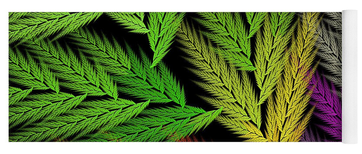 Abstract Yoga Mat featuring the digital art Colorful Feather Fern - Abstract - Fractal Art - Square - 1 TL by Andee Design