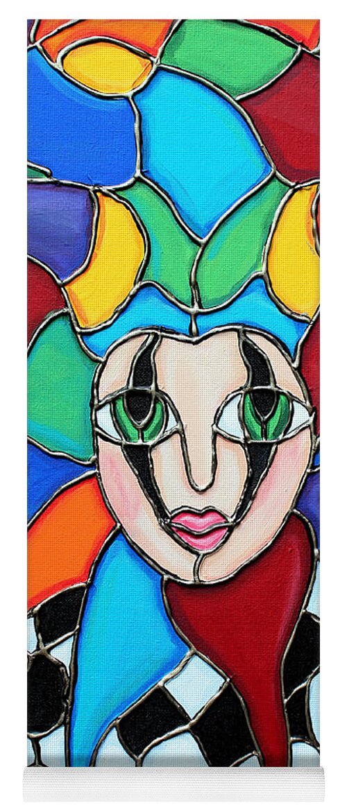 Color Yoga Mat featuring the painting Colorful Jester by Cynthia Snyder