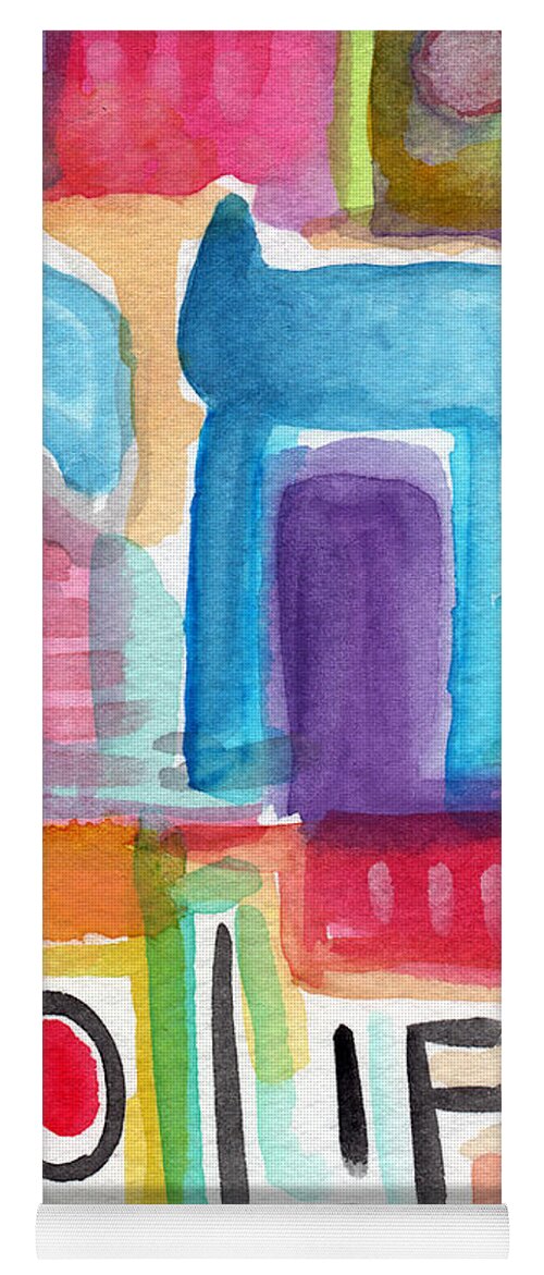 Chai Yoga Mat featuring the painting Colorful Life- Abstract Jewish Painting by Linda Woods