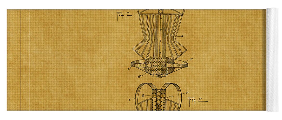 Corset Yoga Mat featuring the photograph Corset Patent 10 by Andrew Fare