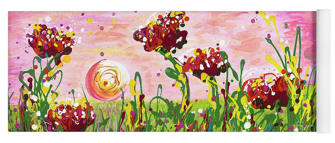 Poppies Yoga Mat featuring the painting Cotton Candy Flowers by Nadine Rippelmeyer