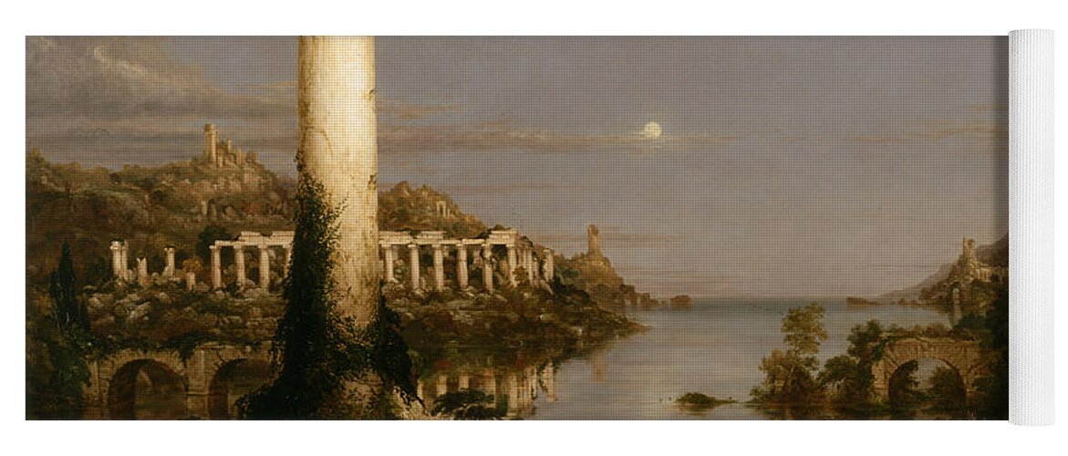 Thomas Cole Yoga Mat featuring the painting Course of Empire Desolation by Thomas Cole