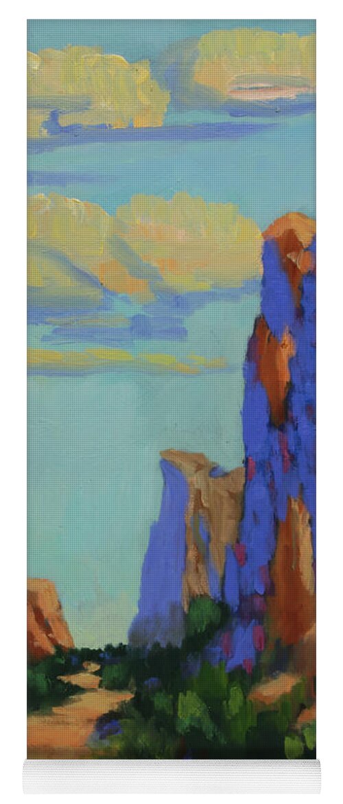 Sedona Yoga Mat featuring the painting Courthouse Rock in Sedona by Maria Hunt