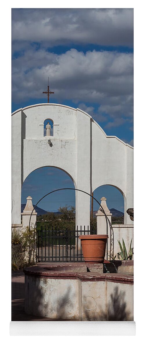 Arches Yoga Mat featuring the photograph Courtyard at the Mission by Ed Gleichman