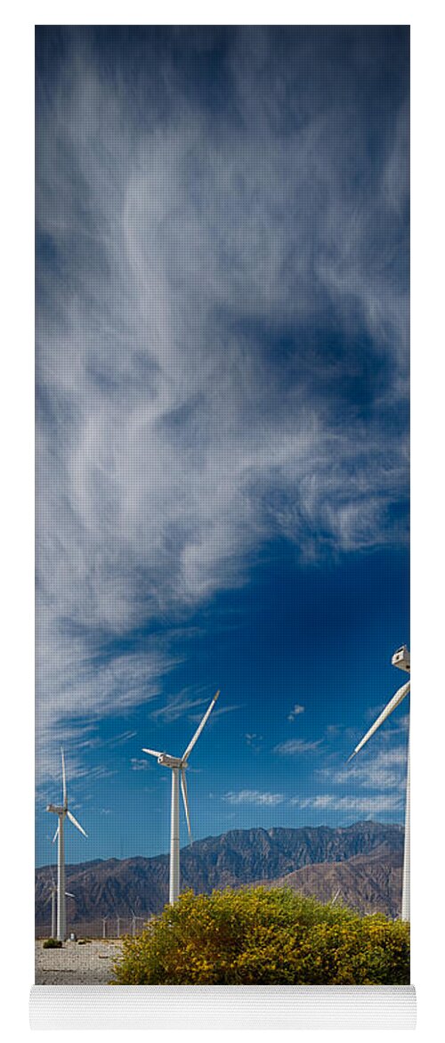 Wind Turbine Yoga Mat featuring the photograph Creosote and Wind Turbines by Scott Campbell