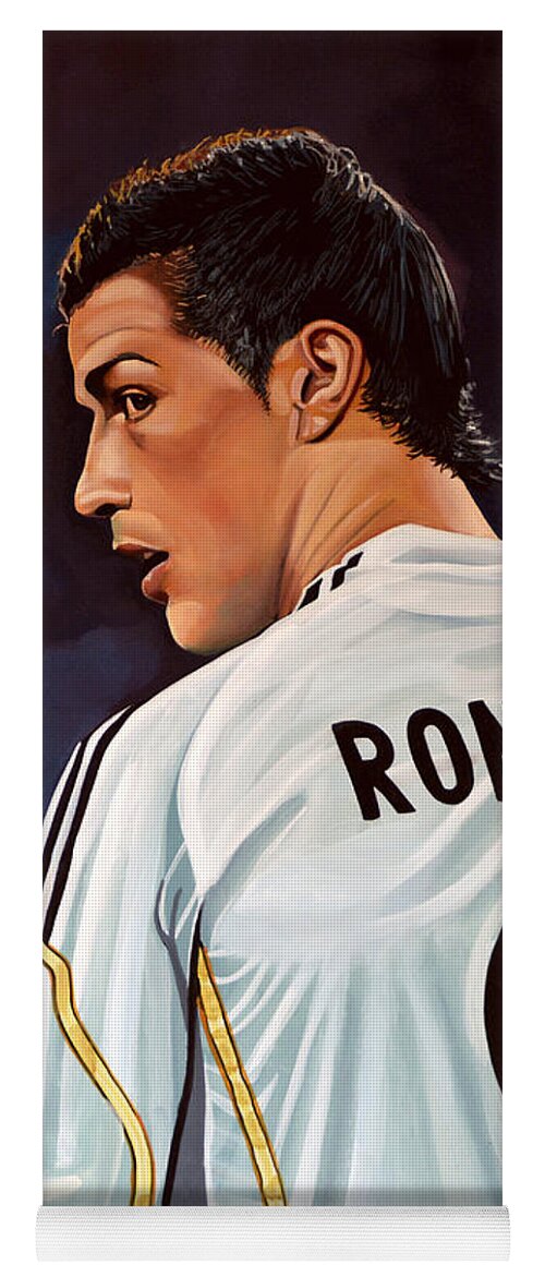 Real Madrid Yoga Mat featuring the painting Cristiano Ronaldo by Paul Meijering
