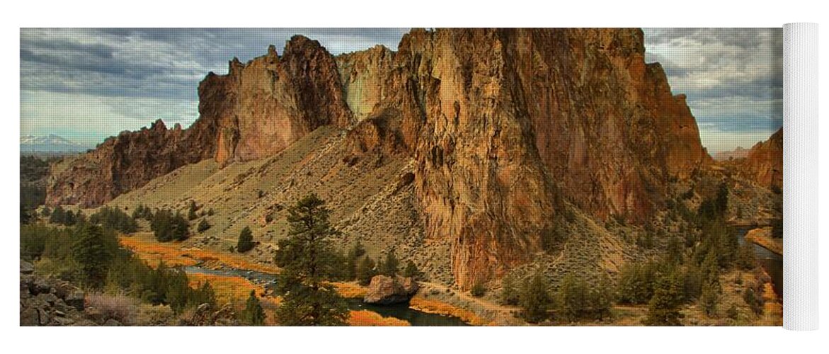 Smith Rock Yoga Mat featuring the photograph Crooked River Bend by Adam Jewell
