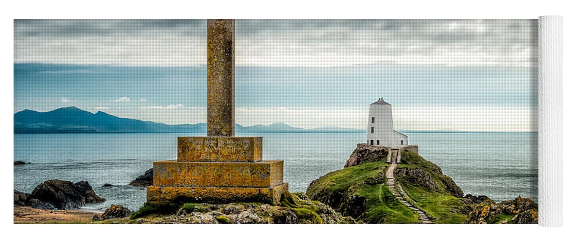 Lighthouse Yoga Mat featuring the photograph Cross at Llanddwyn Island by Adrian Evans