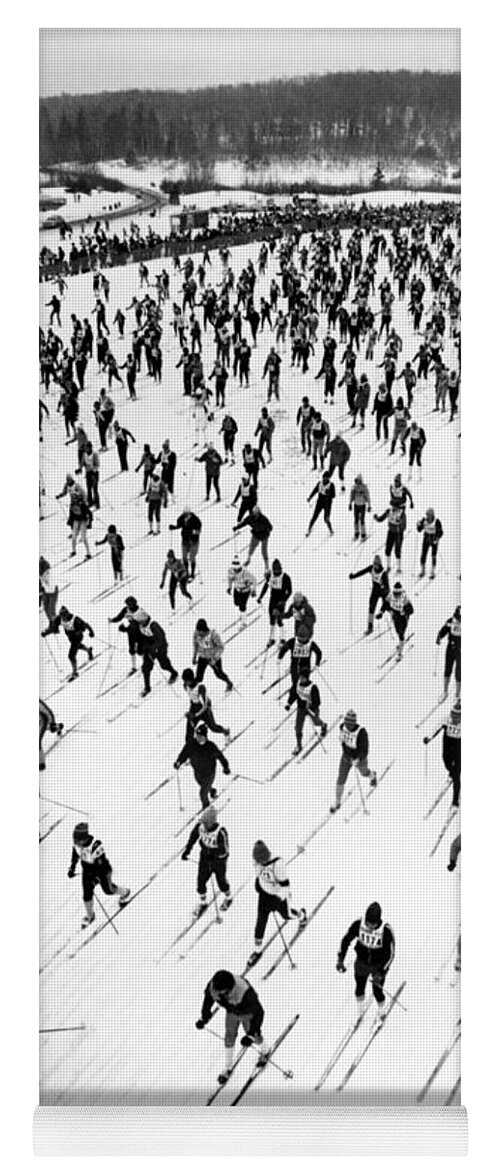 1960 Yoga Mat featuring the photograph Cross Country Ski Race by Underwood Archives