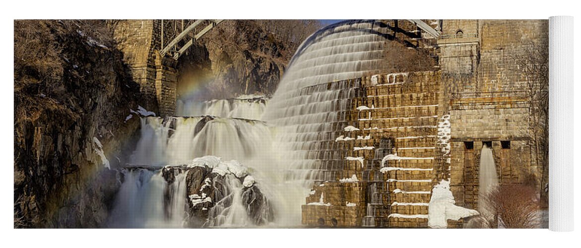 Croton Dam Yoga Mat featuring the photograph Croton Dam And Rainbow by Susan Candelario