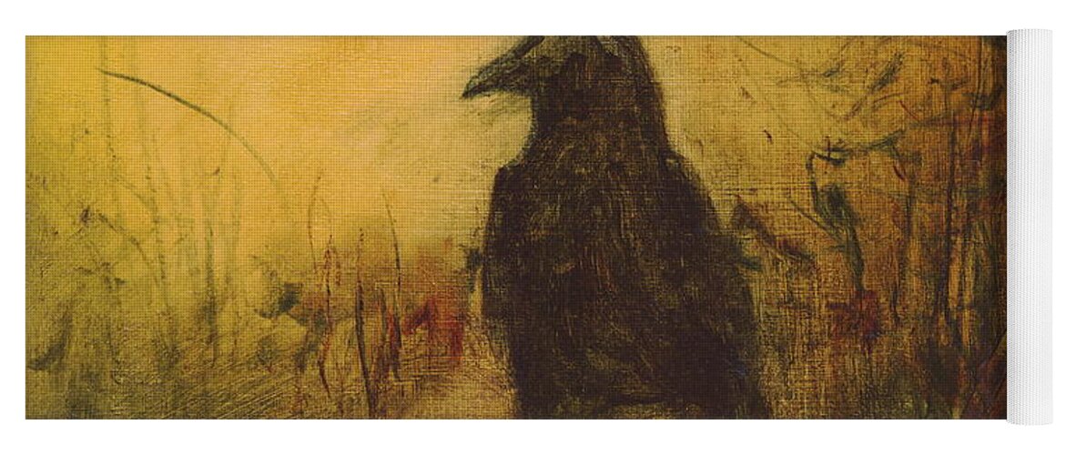 Crow Yoga Mat featuring the painting Crow 7 by David Ladmore
