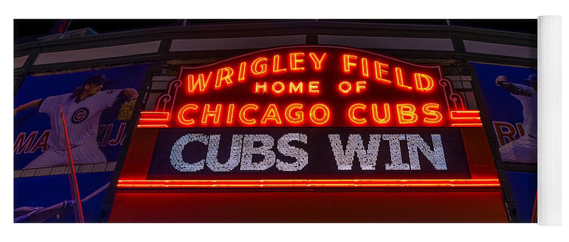 Marquee Yoga Mat featuring the photograph Cubs Win by Steve Gadomski