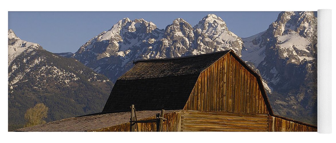 Feb0514 Yoga Mat featuring the photograph Cunningham Cabin and Tetons #1 by Pete Oxford