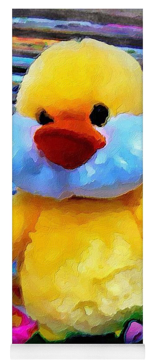 Adorable Duck Yoga Mat featuring the painting Cute Ducky by Joan Reese