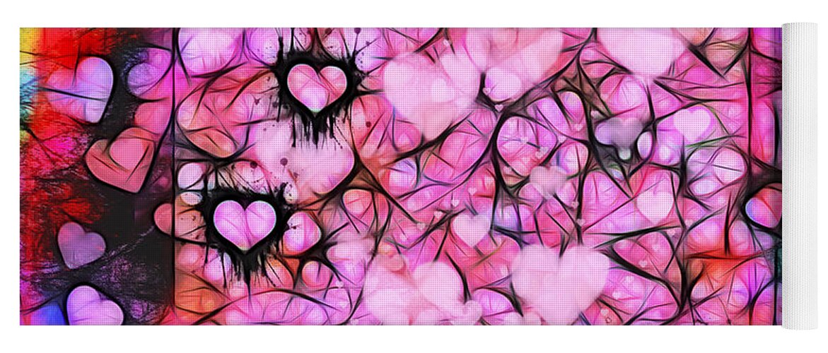 Valentine Yoga Mat featuring the photograph Moody Grunge Hearts Abstract by Marianne Campolongo