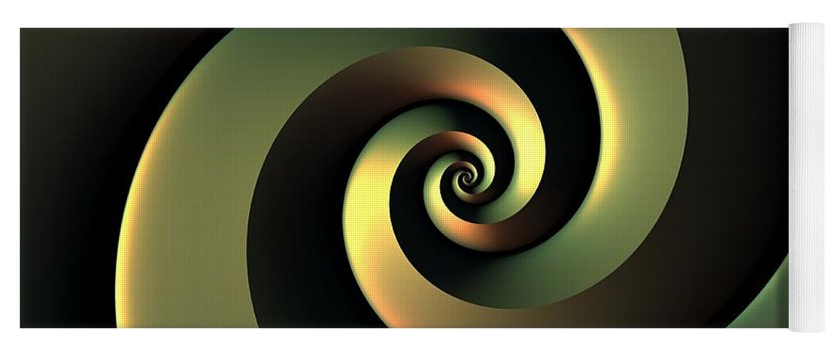 Fractal Swirl Curl Spiral Abstract Light Metallic Shadow Bold Iconic Twist Clockwise Yoga Mat featuring the digital art Dark Spiral by Lyle Hatch
