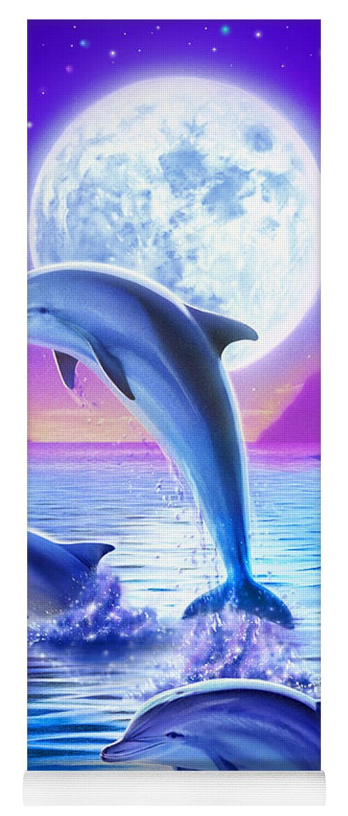 Robin Koni Yoga Mat featuring the digital art Day of the Dolphin by MGL Meiklejohn Graphics Licensing