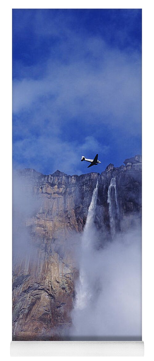 Angel Falls Yoga Mat featuring the photograph DC3 overflying Angel Falls Venezuela by Dave Welling
